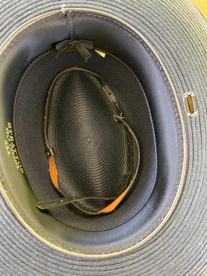 Stratton S42 Self Forming Straw Hat Sheriff State Trooper - Sizes 6 1/2 to 7 7/8 - Image 4 of 4