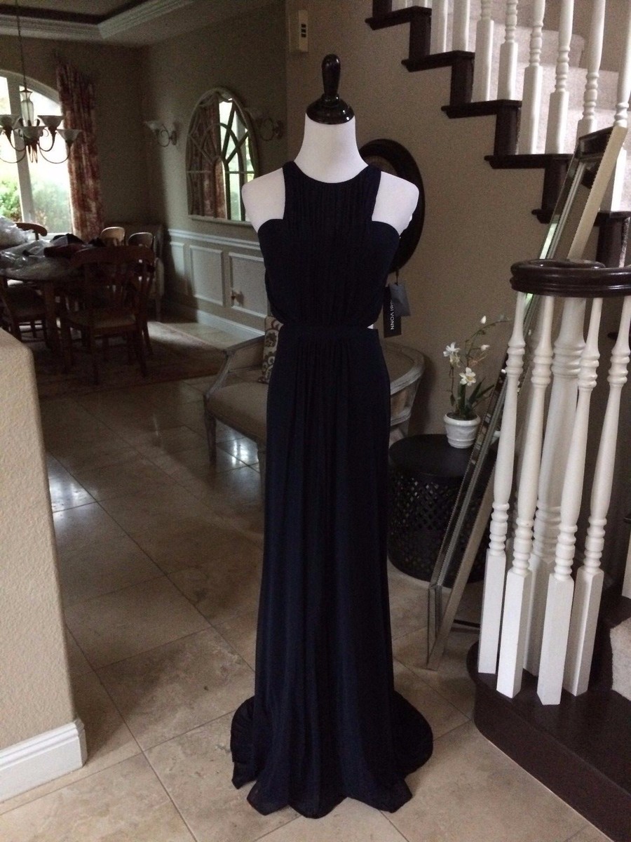 $299 NWT NAVY BLUE ABBI VONN BY LA FEMME PROM/PAGEANT/FORMAL DRESS/GOWN  #0188