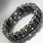 Mens Womens Retro Motorcycle Bike Chain Stainless Steel Bracelet Gunmetal Gray