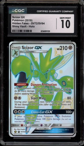 Pokemon Scizor GX Hidden Fates Full Art #SV72 CGC 10 Gem Mint