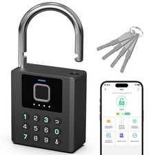 Heavy Duty Smart Padlock with Key, Fingerprint Lock with Code Bluetooth Contr...
