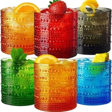 Plastic Hobnail Drinking Glasses Set of 6 Neutral Tones Cups 14oz, Shatterpro...