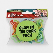 Sillybandz GLOW IN THE DARK 24 Pack Shaped Silicone Bracelets NEW