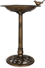 Outdoor Garden Bird Bath- Bronze Weather Resistant Polyresin 30 Inch Backyard