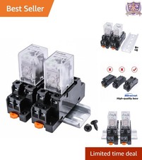 2pcs Electromagnetic Power Relay 24V AC DPDT 10A with Mounting Base Rail