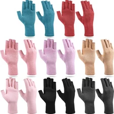8 Pairs Fingerless Arthritis Compression Gloves for Pain Relief Typing Large