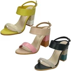 Ladies Spot On High Stitched Block High Heel Mule Sandals