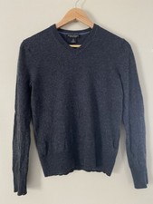Banana Republic Sweater Mens XS Gray Extra Fine Merino Wool V Neck Long Sleeve