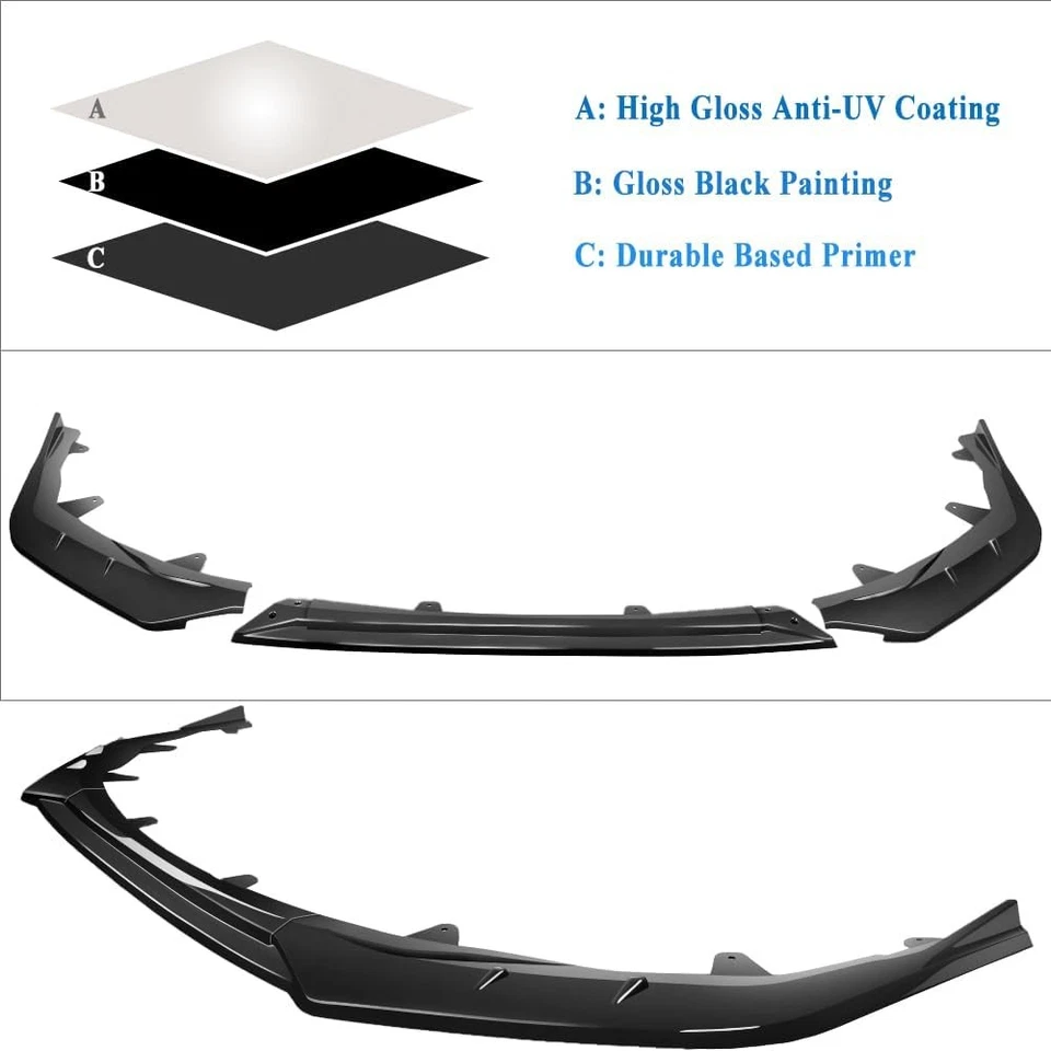 Alerón labial parachoques delantero compatible con Toyota SE XSE 2020-2025, negro brillante  Foto 4 de 4