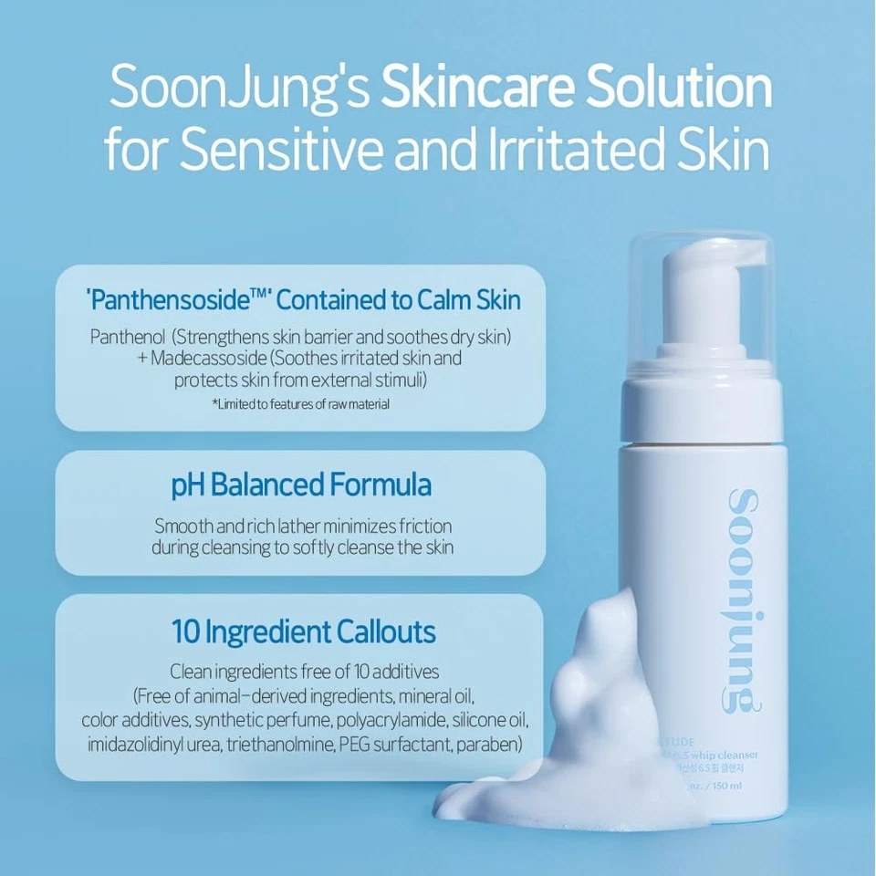 Soonjung pH 6.5 Whip Cleanser, Lavagem Facial para Pele Sensível, Bolha Macia, Hyp... - Imagem 2 de 4
