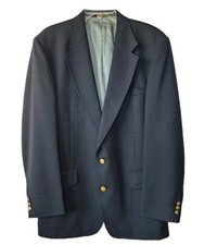Stafford Men's Navy Blue Wool Blend Blazer Sport Coat Jacket Two Gold Button