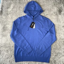 $298 Ralph Lauren RLX Washable Cashmere Hooded Sweater Size Medium Men Blue