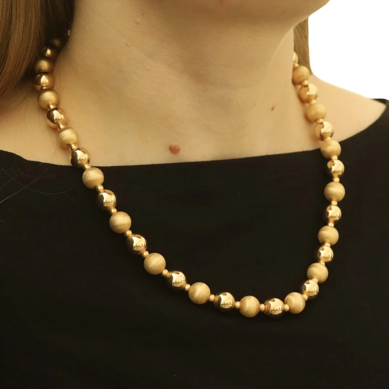 Collar de cuentas de oro amarillo de 20 1/4" - 14k liso y cepillado Foto 4 de 4