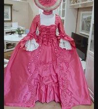 French Duchess Hot Pink Rococo Prom Dress 1860s Robe De Cour Renaissance