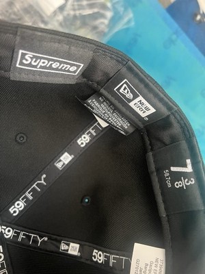 NWT Supreme New Era Black Box Logo Championship Hat Cap 7 3/8 SS25