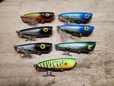 Vintage Luhr-Jensen PJ Pop Top Water Popper Fishing Lure Wooden Lot Of 7