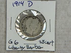 1914-D US Mint Liberty Barber Quarter Dollar 90% Silver Troy ounce .1808 ASW