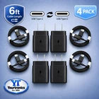 4 PACK 25w USB-C Fast Wall Charger+6ft Cable FOR Galaxy S25 S24 S23 S22 Ultra +