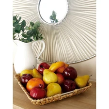 Light Brown Handmade Dried Plant Decorative Tray (Set of 3)