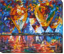 Bead Embroidery Kit "Air balloons" Stitching Handmade Beadwork