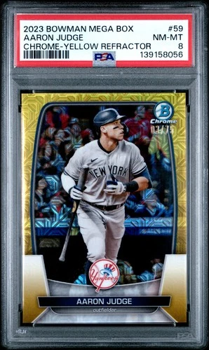 2023 BOWMAN MEGA BOX CHROME 59 AARON JUDGE YELLOW REFRACTOR /75 PSA 8