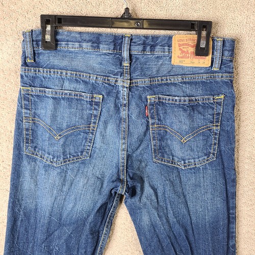 Levis 502 Jeans Boys Youth 16 Reg Blue Regular Taper Dark Wash Distressed Cotton - Picture 4 of 12