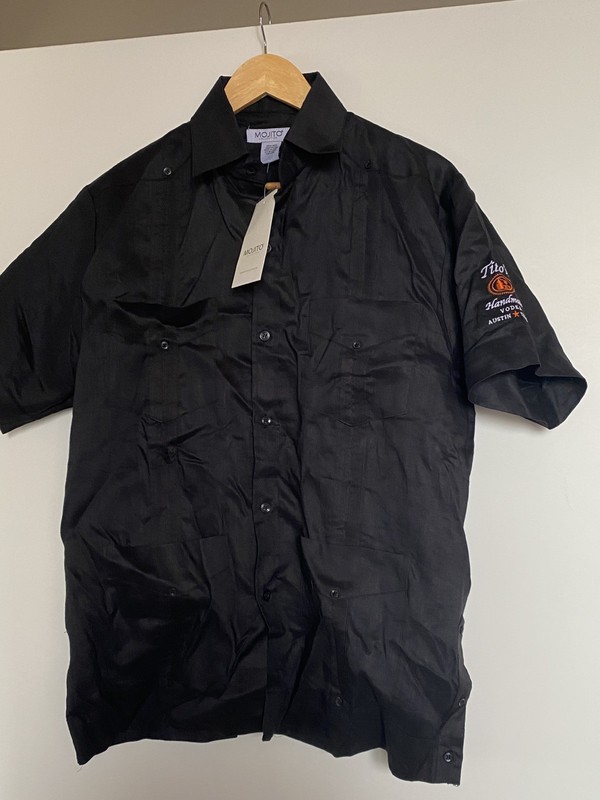 Guayabera Men's Black Cuban button down short sleeve shirt M Mojito Tito's LINEN