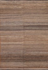 Flat-Weave Earth-ton Reversible Kilim Area Rug Natural Dye Hand-Woven Rug 4x6 ft