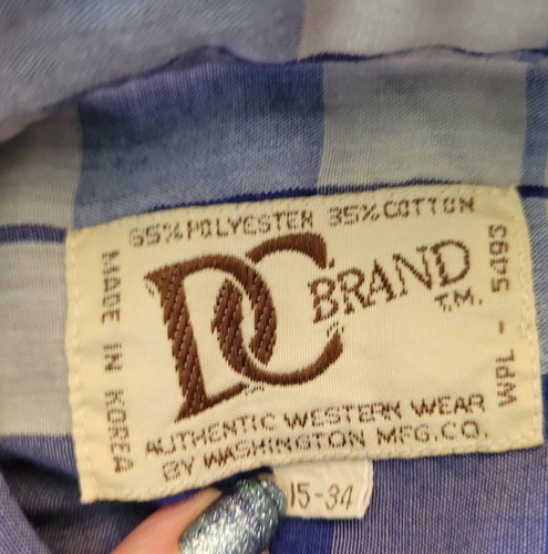 Vtg DC Brand Dee Cee Authentic Western Wear Cowboy Shirt Pearl Snap Blue 15/34 M - Picture 4 of 10