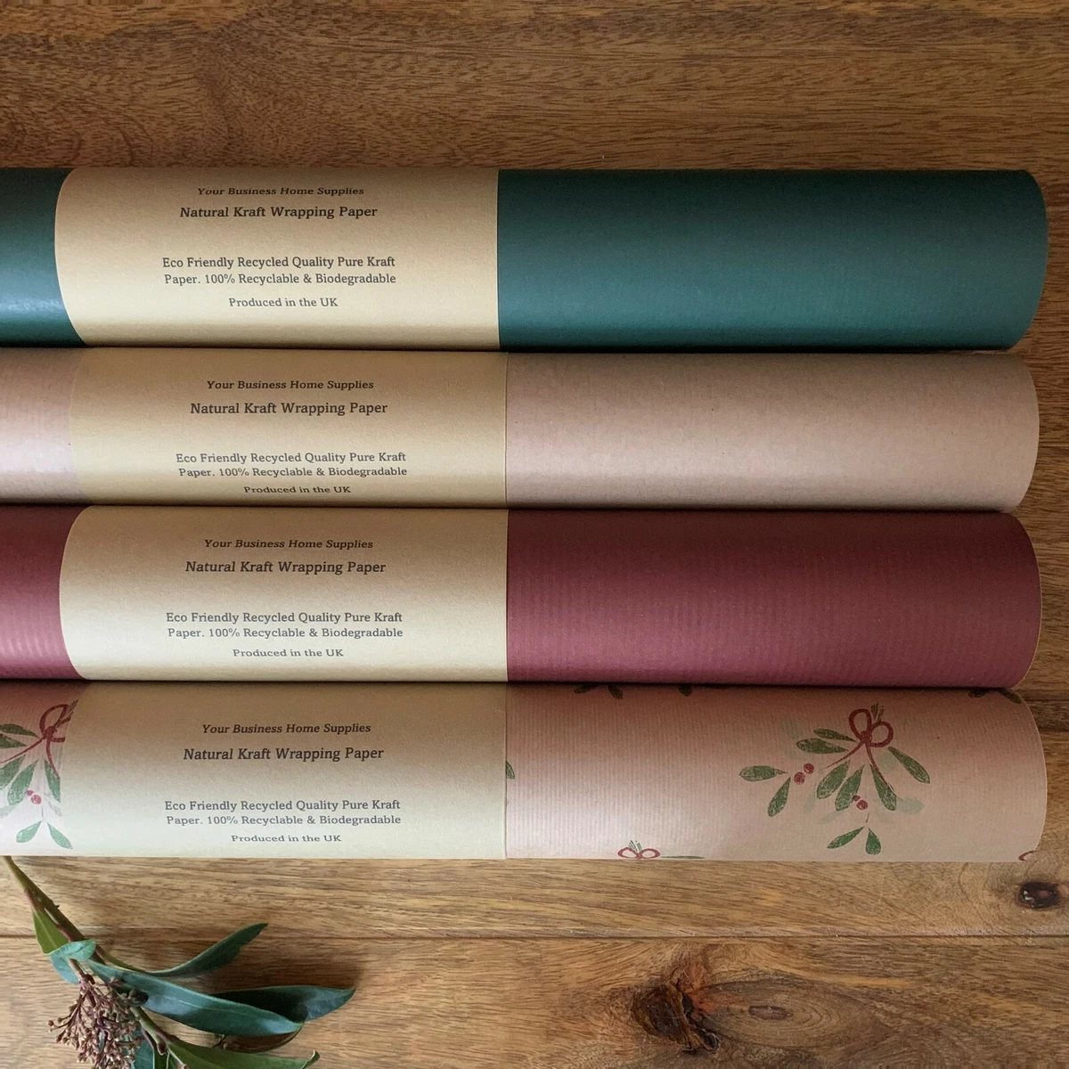 Christmas Wrapping Paper KRAFT Eco Friendly Forest Green Birthday Sheet Roll