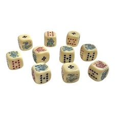 Vintage Alabaster Poker Dice LOT - Set of Ten 15 mm 6-Sided Die
