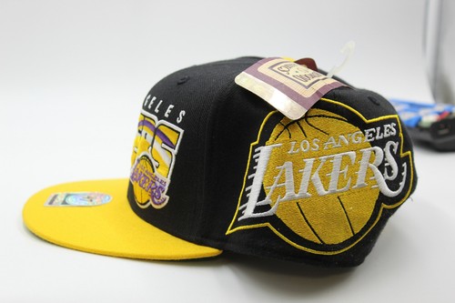 Authentische L.A. Lakers 47 Marke Druckknopflasche verstellbare Passform schwarz/gelb brandneu - Bild 2 von 4