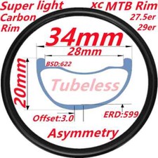 Cerchio MTB Carbonio UD Opaco 28 Fori 29er/27.5er Cerchio Bici Misura 20 25 Profondità 30MM