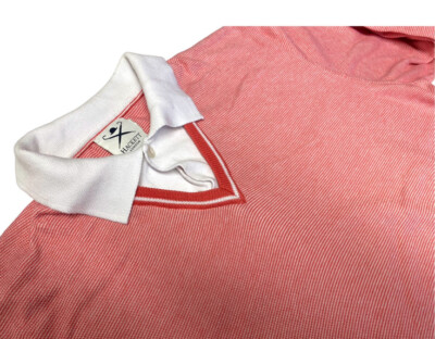 HACKETT XL Red White Patterned Jumper sewn in White Collar All Cotton  Mens