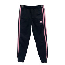 Adidas Girls Tricot Joggers Black Pink 3-Stripes Size 6 AG0136