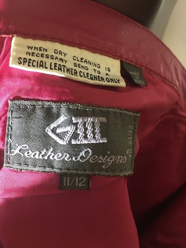 Sexy GIII(3) Leather Vintage 80's Pink Color Pencil Skirt Size 11/12 W/ Pockets - Picture 7 of 12