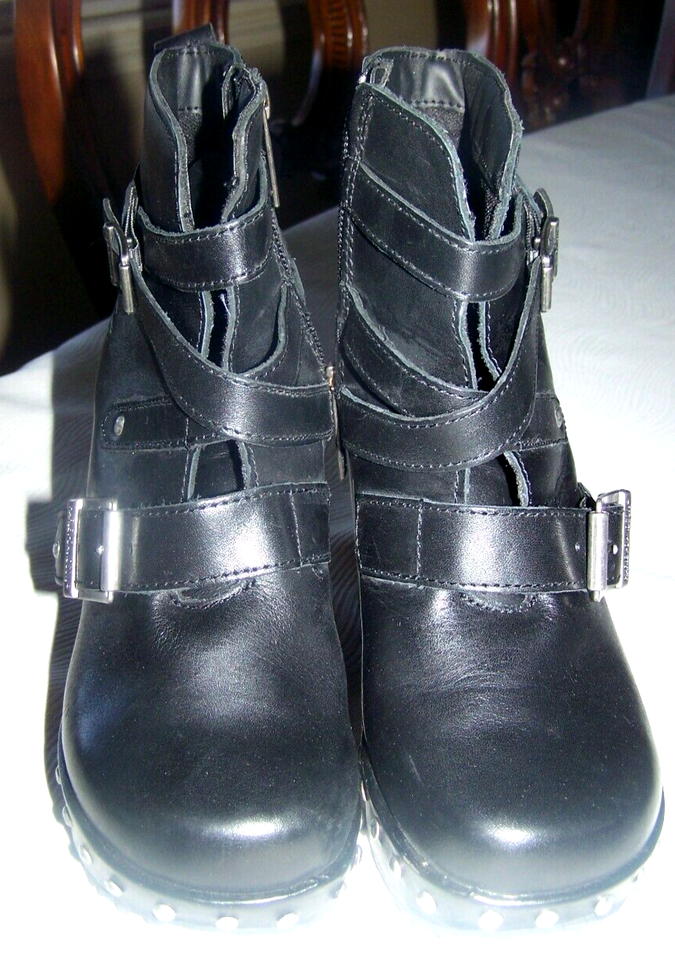 Harley Davidson Motor Cycles Black Studded Zip Women's Boots Size 5 M