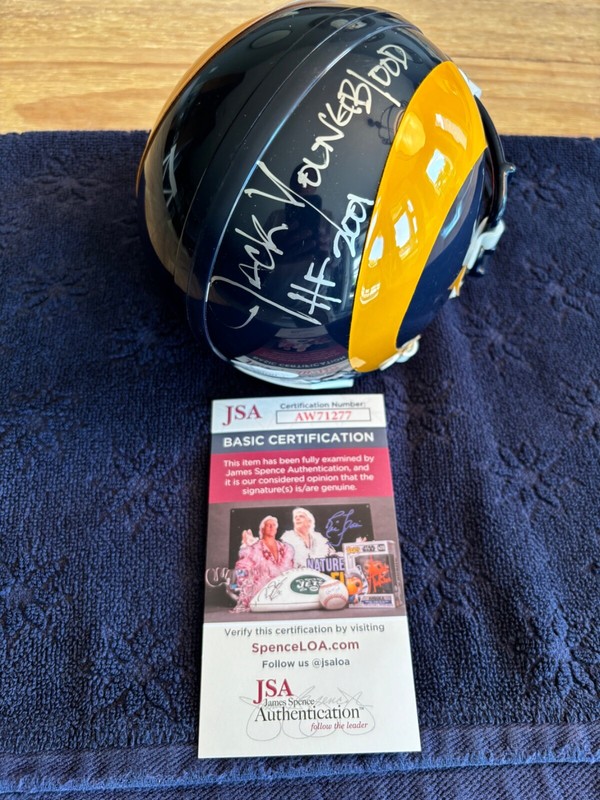 Jack Youngblood HOF 2001 Autographed Authentic Rams Mini Helmet JSA COA & Case
