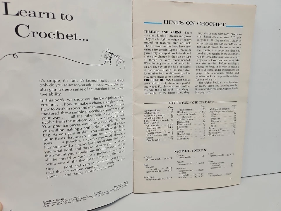 Learn To Crochet - Coats & Clark 210-A - Instructions & 13 Patterns - Image 2 of 4