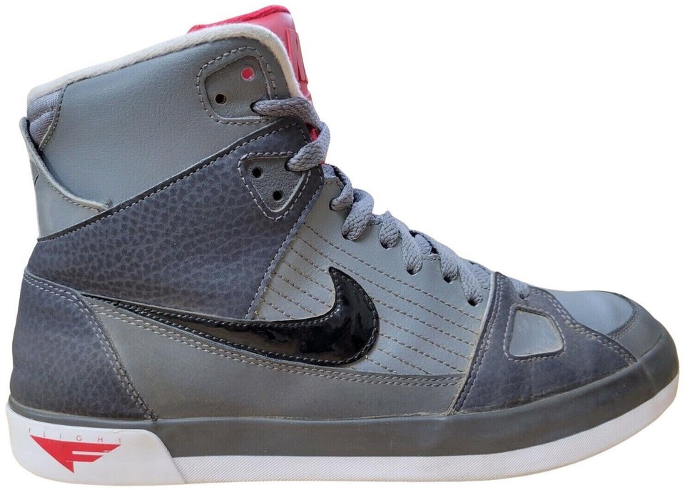 Nike Flight AC High Tops Grey Red Mens 12 Nubuck Leather 577128-003 2013 RARE Nike Flight AC Grey - 577128-003 for Sale | Authenticity  main image 2