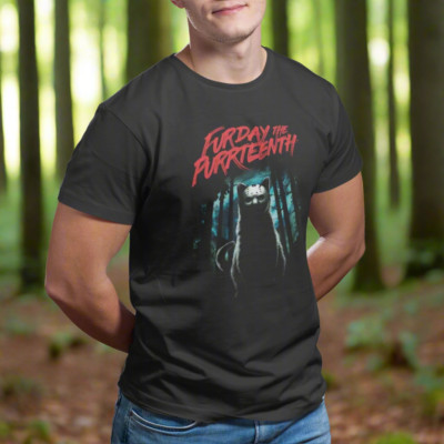 Furday the Purrteenth (Freitag der 13.) schwarz Horrorfilm T-Shirt Katzenliebhaber