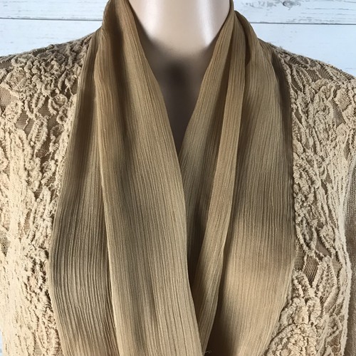 Chico's Size 2 Cardigan Sweater Carmel Brown Lace Front Thin Knit Wool Blend - Picture 2 of 12