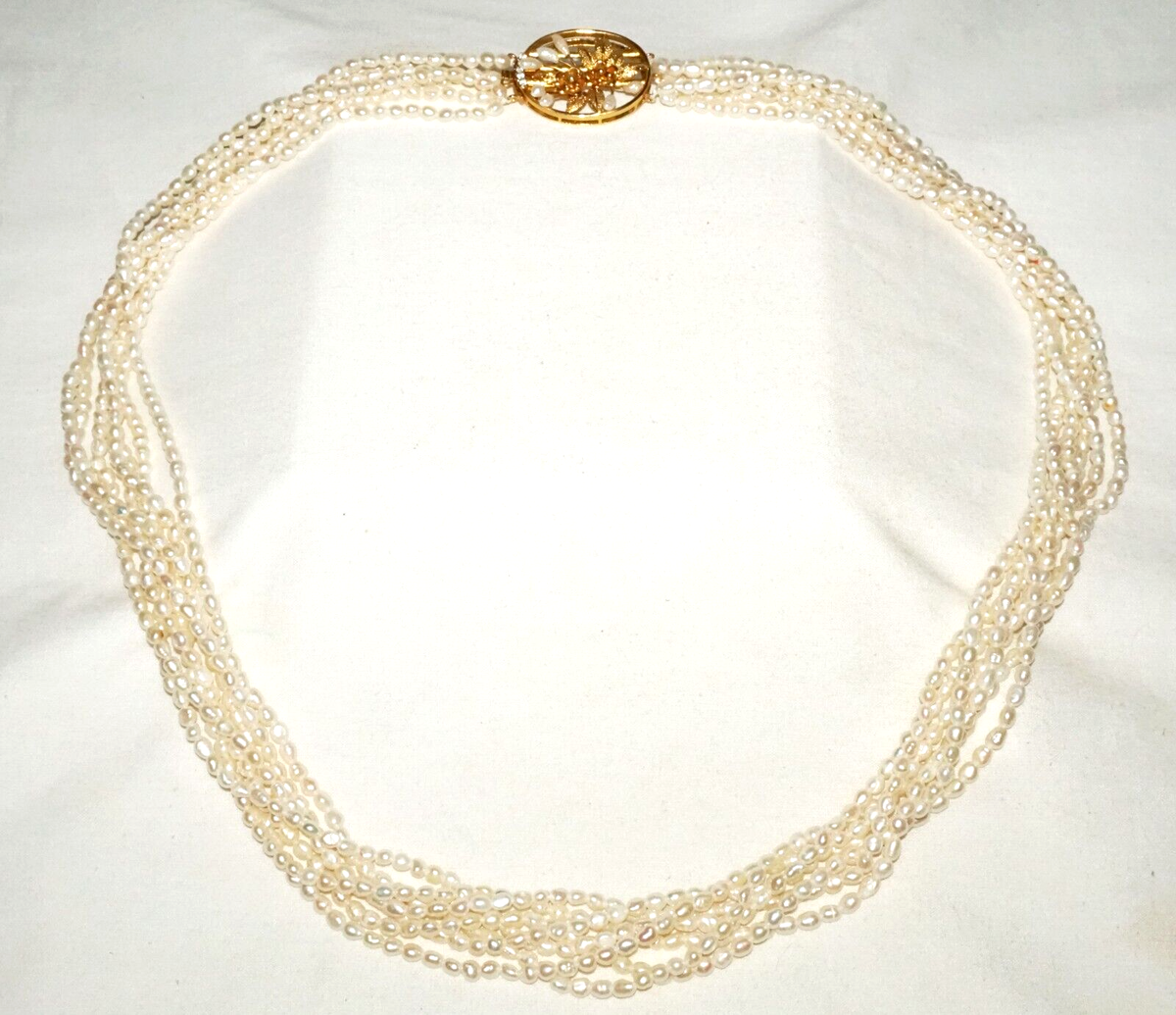 Vtg. 7x Strand Mini Baroque Pearl Necklace w. Gold Plated
