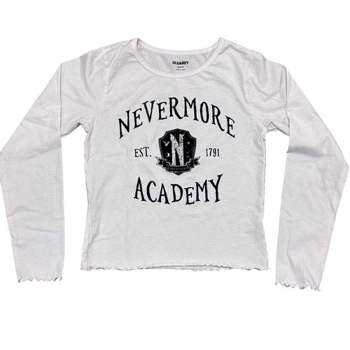 Old Navy Lettuce Edged Nevermore Academy Long Sleeve Graphic Tee Girls XL(14-16) - Picture 2 of 6