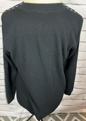 Sandro Womens Size 1 Black Long Sleeve Sweater Grommet Tie Top Wool Cashmere - Picture 2 of 7