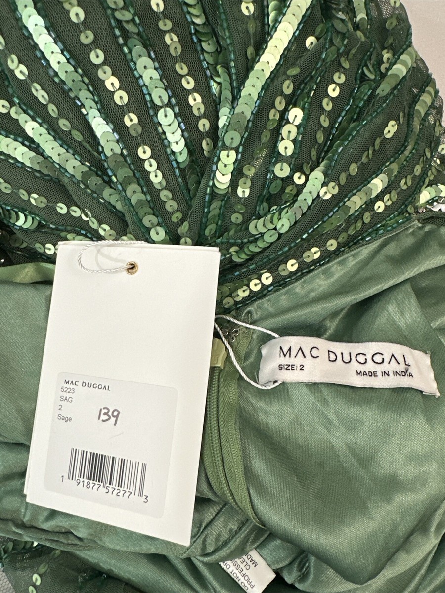 NWT Mac Duggal [ 2 ] 5223 Sequin Floral Embellished Evening