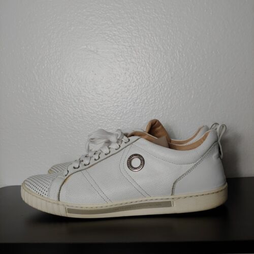Mens ALESSANDRO DELL'ACQUA 2703 Leather Sneakers Italy Size 46 white Sz 13 - Afbeelding 1 van 9