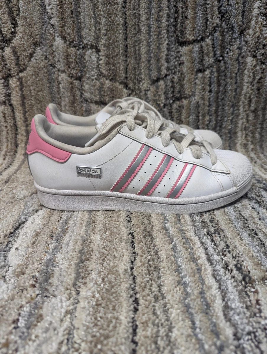 Adidas Superstar Low Top Athletic Shoes White Pink Grey Women s