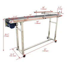 TECHTONGDA 59"L 7.8"W PVC Flat Conveyor Belt Systemfor Industrial Transport110V