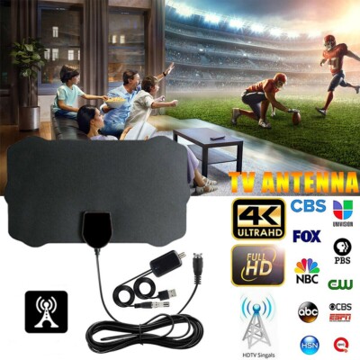Digital TV Antenna HDTV 4K 1080p Indoor Amplifier 980 Miles Long Signal Range